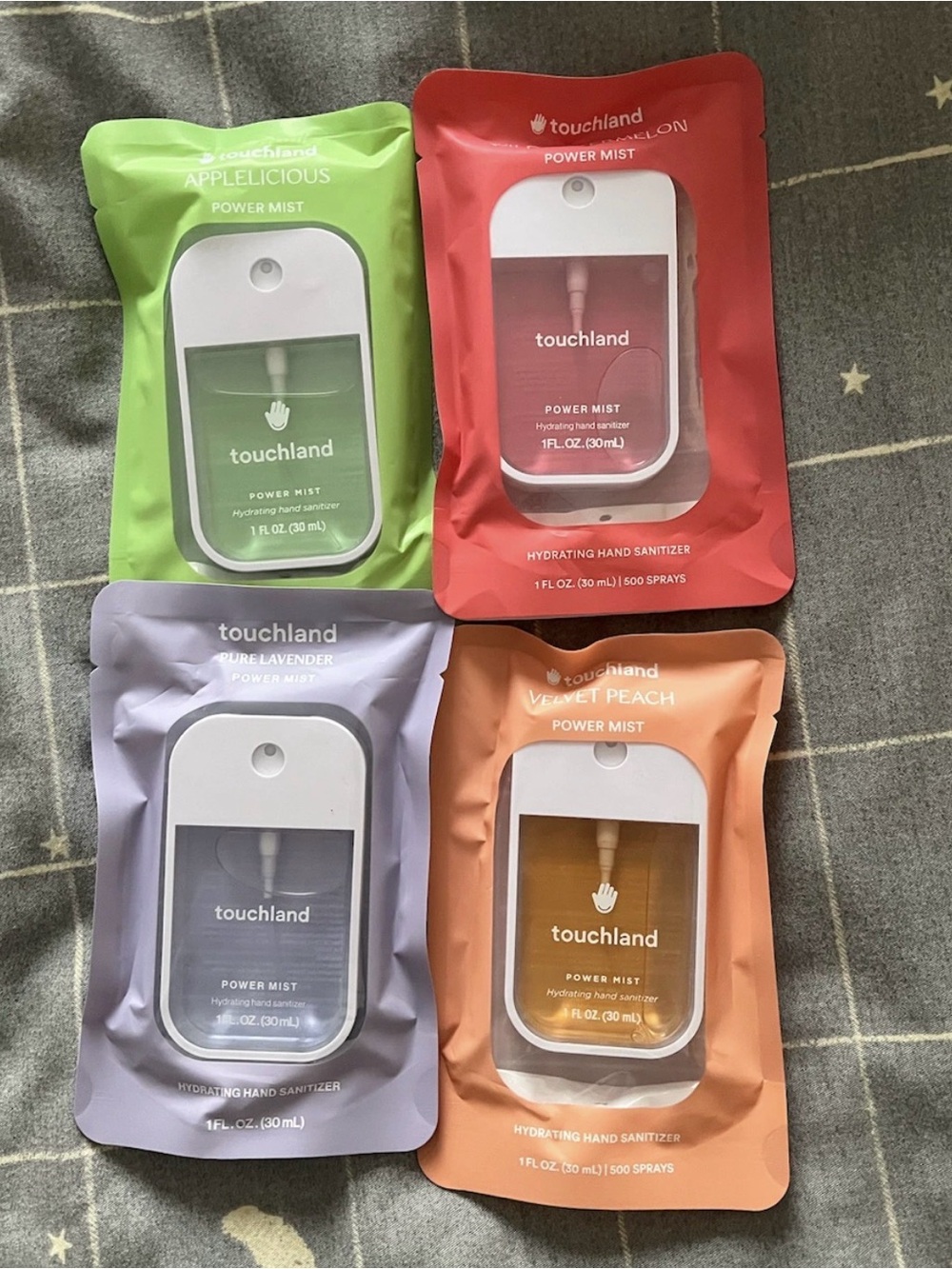 4 pack Touchland Power Mist Hydrating Hand Sanitizer 30ml/ 1 fl oz Each